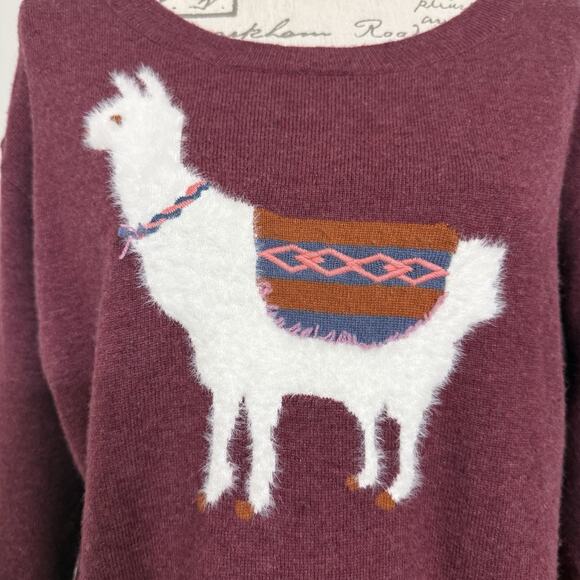 Sundance Laid Back Fuzzy Llama Wool Blend Burgundy Sweater Pullover Small - Picture 6 of 10